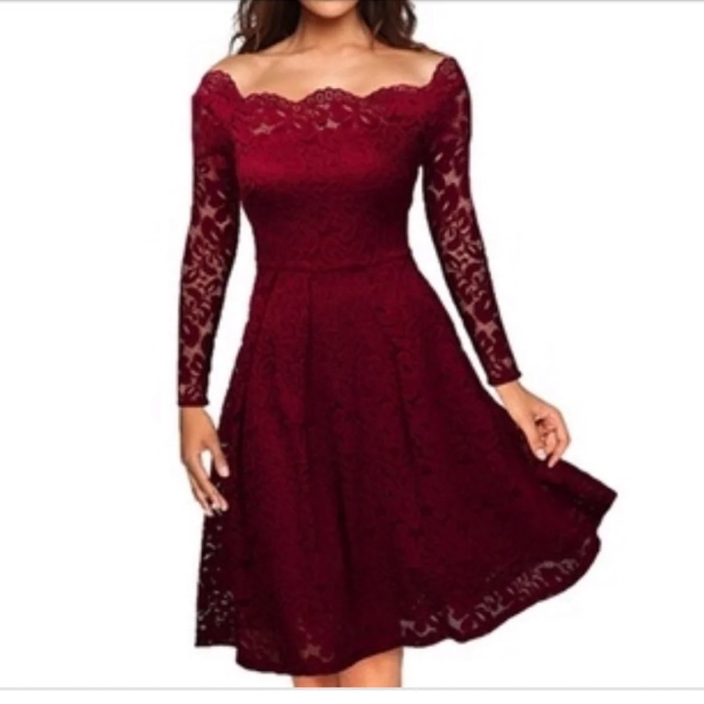 NEW Leo Rosi Lace Off The Shoulder Knee Length